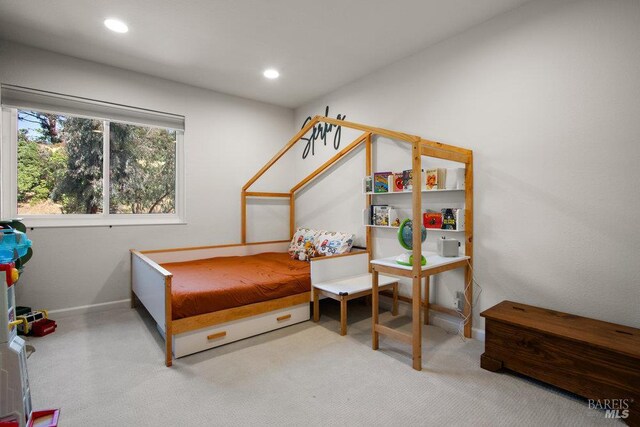 1800 London Dr, Benicia, CA 94510 - bedroom with baseboards, carpet floors, and recessed lighting