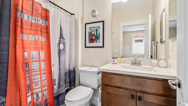 2676 Franz Kafka Ave, Santa Rosa, CA 95404 - full bath featuring toilet, vanity, and a shower with shower curtain