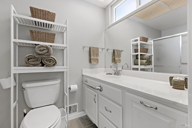 6518 Meadowgreen Pl, Santa Rosa, CA 95409 - bathroom featuring toilet, vanity, and a stall shower