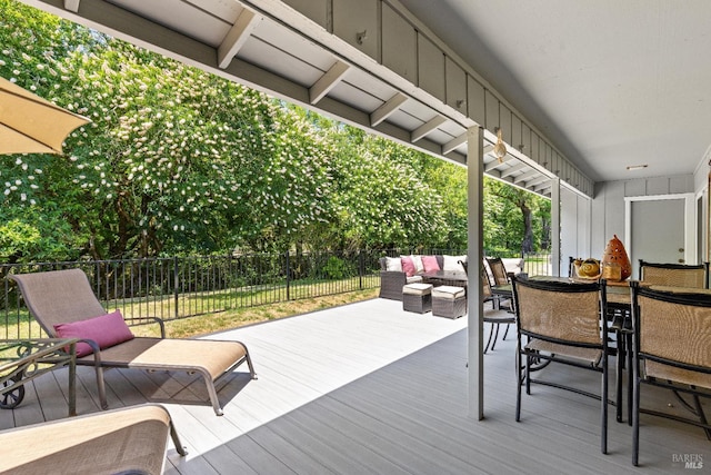 6518 Meadowgreen Pl, Santa Rosa, CA 95409 - deck with an outdoor hangout area, a fenced backyard, and outdoor dining area