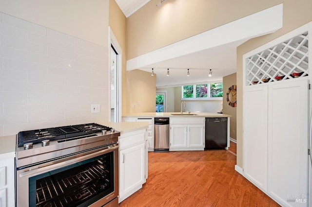 827 Wild Oak Dr, Santa Rosa, CA 95409 - kitchen with dishwasher, gas stove, track lighting, a sink, and light countertops