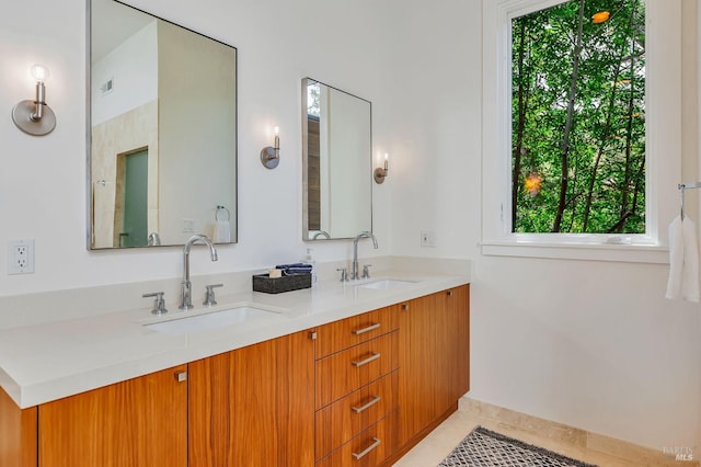 3 Wainwright Pl, Mill Valley, CA 94941 - bathroom with double vanity, tile patterned floors, and baseboards