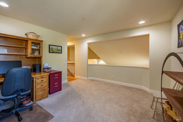 230 Clear Ridge Dr, Healdsburg, CA 95448 - office area with recessed lighting, carpet flooring, and baseboards