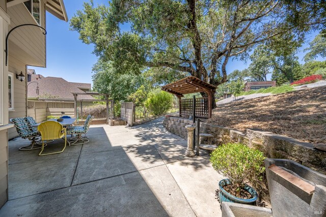 230 Clear Ridge Dr, Healdsburg, CA 95448 - view of patio / terrace with a pergola and outdoor dining area