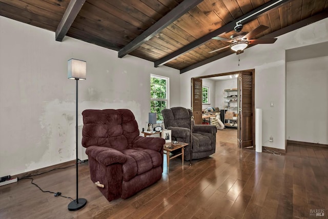 16545 Mountain View Dr, Cobb, CA 95426 - sitting room with wooden ceiling, wood finished floors, ceiling fan, and baseboards