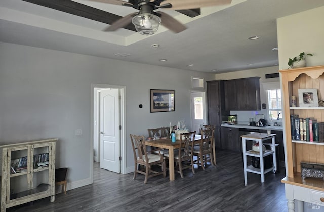292 Palm Ave, Penngrove, CA 94951 - dining space with dark wood finished floors, ceiling fan, and recessed lighting