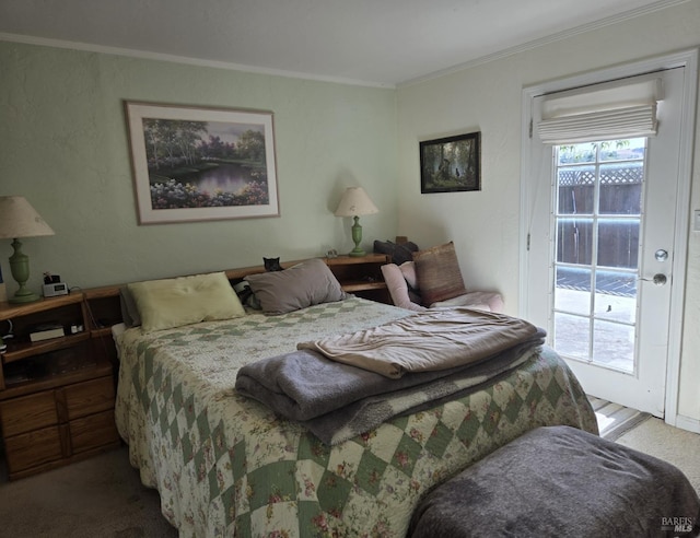 292 Palm Ave, Penngrove, CA 94951 - bedroom featuring access to outside, crown molding, and carpet floors