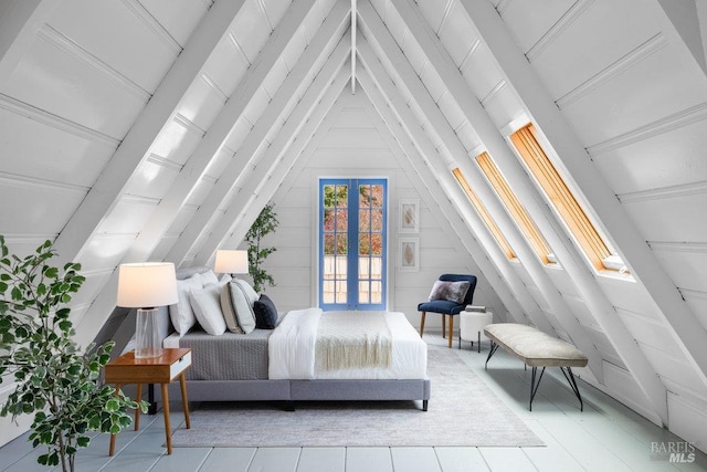 995 Greenhill Rd, Mill Valley, CA 94941 - bedroom featuring french doors and vaulted ceiling