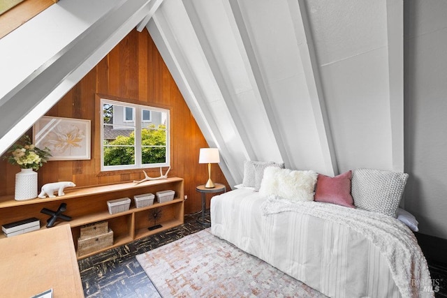 995 Greenhill Rd, Mill Valley, CA 94941 - bedroom featuring wood walls and lofted ceiling