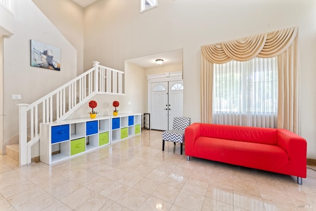 473 Mccall Dr, Benicia, CA 94510 - game room featuring a high ceiling and marble finish flooring