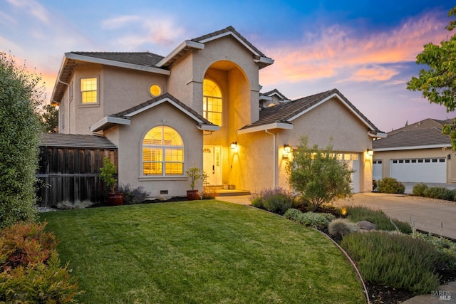 1238 Darling St, Napa, CA 94558 - traditional-style home featuring stucco siding, concrete driveway, an attached garage, and a tiled roof