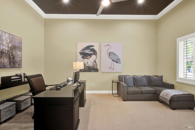 2986 Pebble Beach Cir, Fairfield, CA 94534 - office area with light colored carpet, ornamental molding, and baseboards