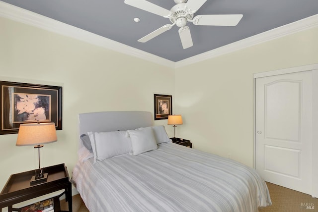2986 Pebble Beach Cir, Fairfield, CA 94534 - carpeted bedroom with ornamental molding and a ceiling fan