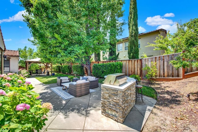 2986 Pebble Beach Cir, Fairfield, CA 94534 - fenced backyard featuring outdoor lounge area, a gazebo, and a patio