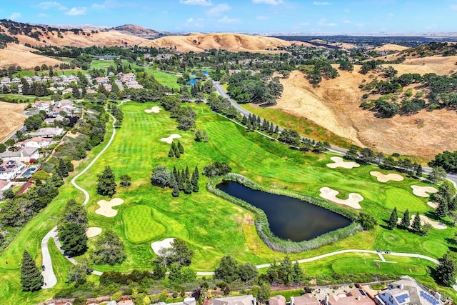 2986 Pebble Beach Cir, Fairfield, CA 94534 - aerial view of property's location featuring a water and mountain view, nearby suburban area, and a golf club