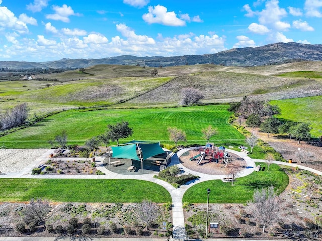 2986 Pebble Beach Cir, Fairfield, CA 94534 - aerial view of sparsely populated area featuring a mountain backdrop and a community park