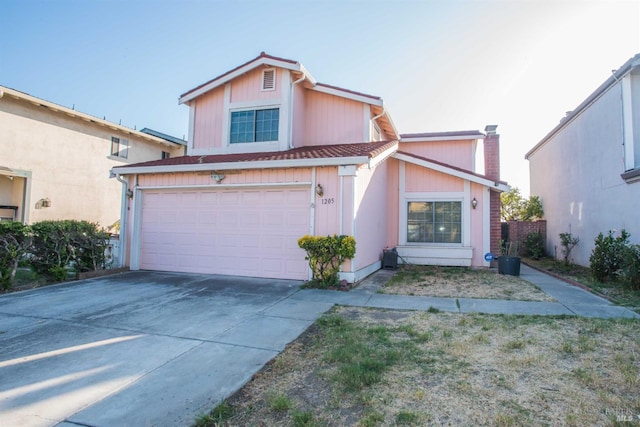 1205 Rosebriar Way, San Jose, CA 95131 - traditional-style home featuring driveway, an attached garage, and a chimney
