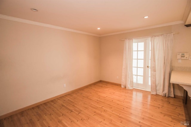 1205 Rosebriar Way, San Jose, CA 95131 - unfurnished room featuring ornamental molding, light wood-style floors, and recessed lighting