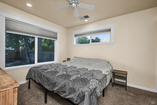 211 Mulberry St, Cloverdale, CA 95425 - bedroom featuring carpet flooring, baseboards, recessed lighting, and a ceiling fan
