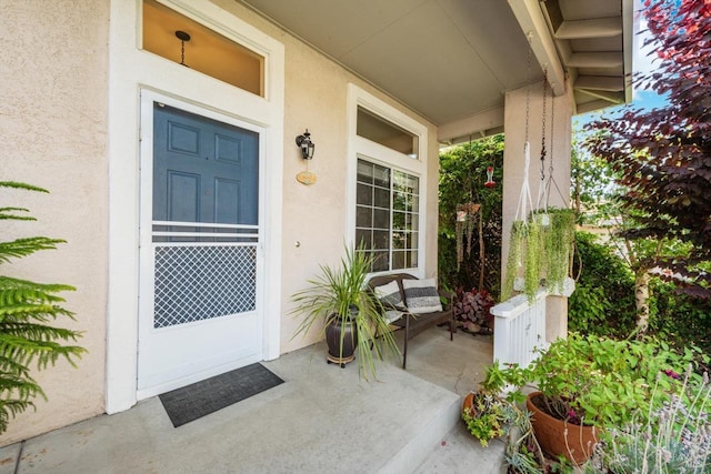 2832 Parkview Ter, Fairfield, CA 94534 - view of exterior entry featuring covered porch and stucco siding