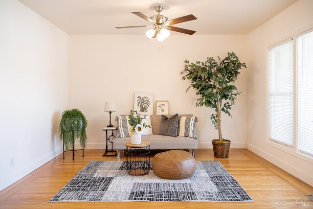 7 Fairview Ave, Vallejo, CA 94590 - living area featuring plenty of natural light, ceiling fan, baseboards, and wood finished floors