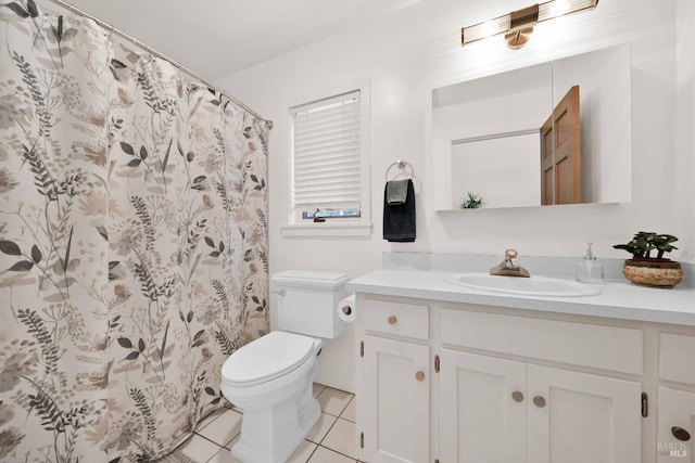 9 Spring Meadows Rd, Mccloud, CA 96507 - full bathroom featuring vanity, toilet, tile patterned flooring, and a shower with shower curtain
