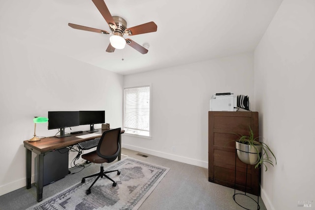 9 Spring Meadows Rd, Mccloud, CA 96507 - carpeted home office featuring baseboards and ceiling fan
