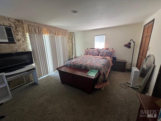 13238 Ebbtide Vlg, Clearlake Oaks, CA 95423 - bedroom with carpet floors and wallpapered walls