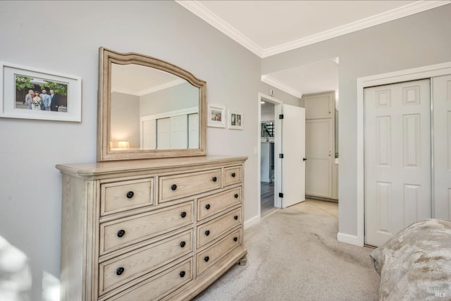 848 Acorn Way, Napa, CA 94558 - bedroom featuring light carpet, a closet, baseboards, and crown molding