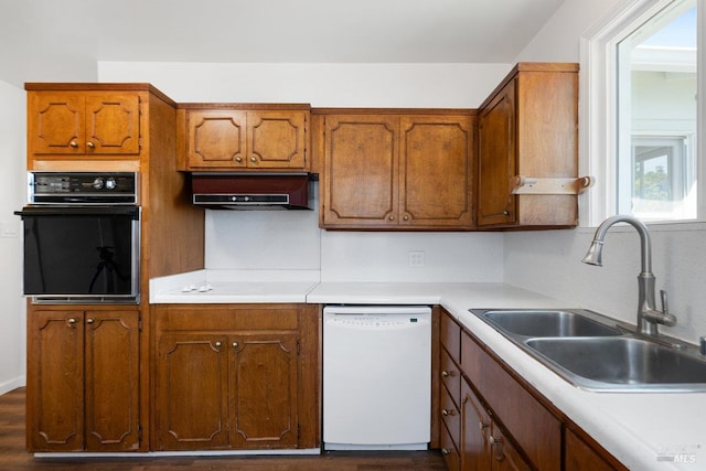 1408 Carl Ave, Vallejo, CA 94590 - kitchen with white dishwasher, oven, a sink, range hood, and cooktop