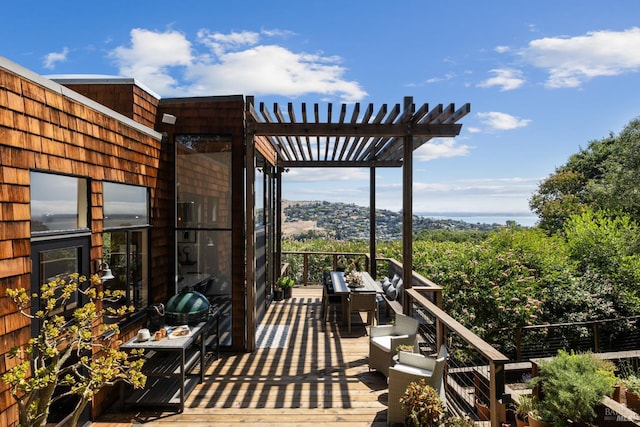 11 Crest Rd, Belvedere, CA 94920 - wooden deck with a pergola