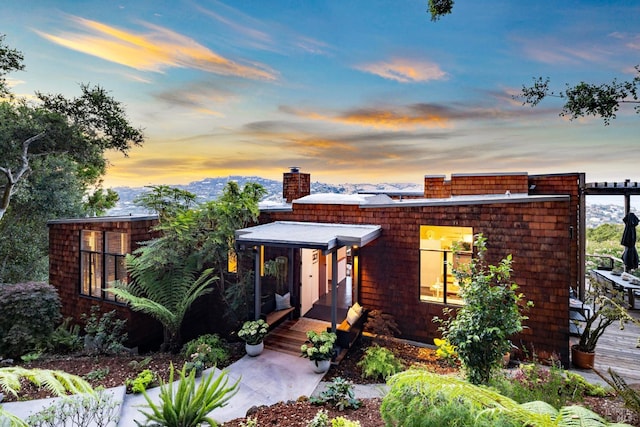 11 Crest Rd, Belvedere, CA 94920 - view of front of property with a chimney and a porch