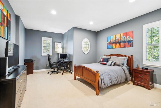 428 Lloyd Ct, Benicia, CA 94510 - carpeted bedroom featuring a desk, recessed lighting, and baseboards