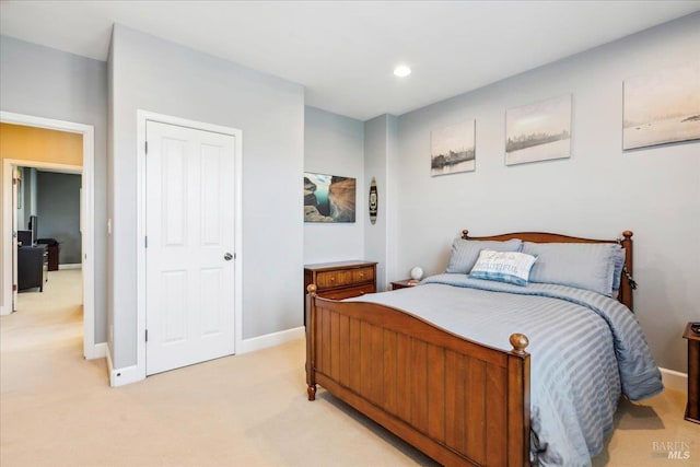 428 Lloyd Ct, Benicia, CA 94510 - bedroom with light carpet, baseboards, and recessed lighting