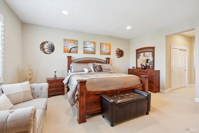 428 Lloyd Ct, Benicia, CA 94510 - bedroom with light carpet, recessed lighting, and baseboards