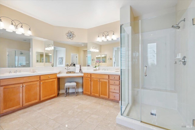 428 Lloyd Ct, Benicia, CA 94510 - full bathroom featuring a stall shower, vanity, and tile patterned flooring