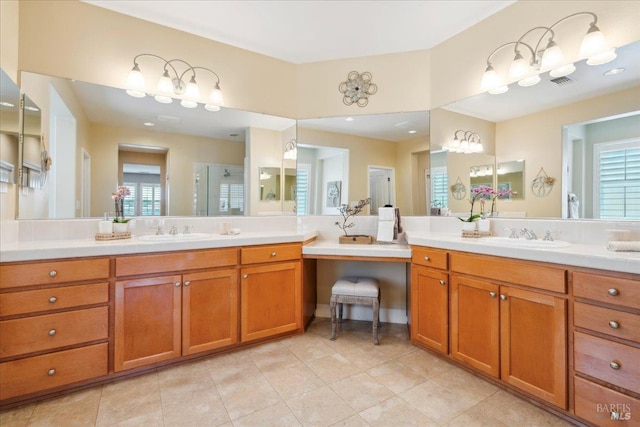 428 Lloyd Ct, Benicia, CA 94510 - bathroom with vanity, a stall shower, and tile patterned floors