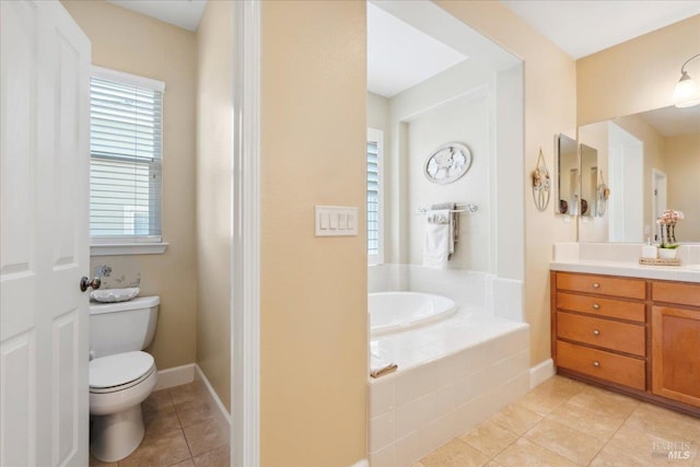 428 Lloyd Ct, Benicia, CA 94510 - bathroom with tile patterned floors, a bath, vanity, toilet, and baseboards