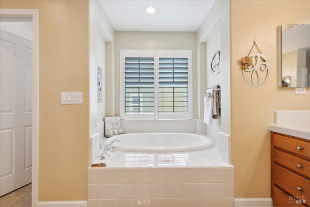 428 Lloyd Ct, Benicia, CA 94510 - full bath featuring vanity, a bath, and tile patterned flooring