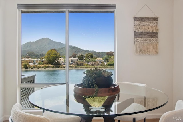 100 Lucky Dr Unit 109, Corte Madera, CA 94925 - dining space with a water and mountain view and baseboards