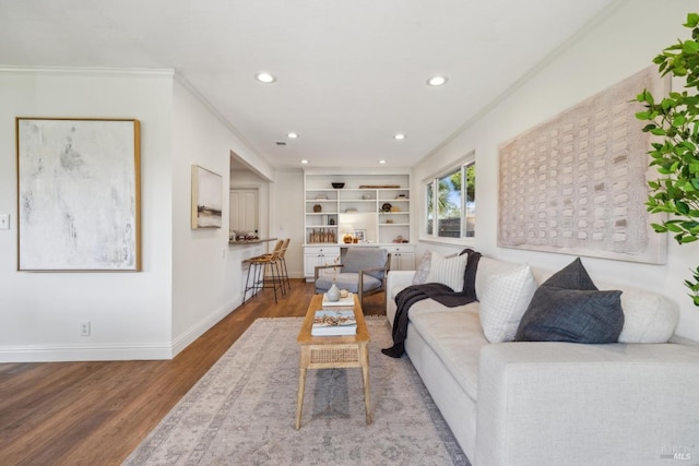 16 Tradewind Psge, Corte Madera, CA 94925 - living area with wood finished floors, crown molding, recessed lighting, and baseboards