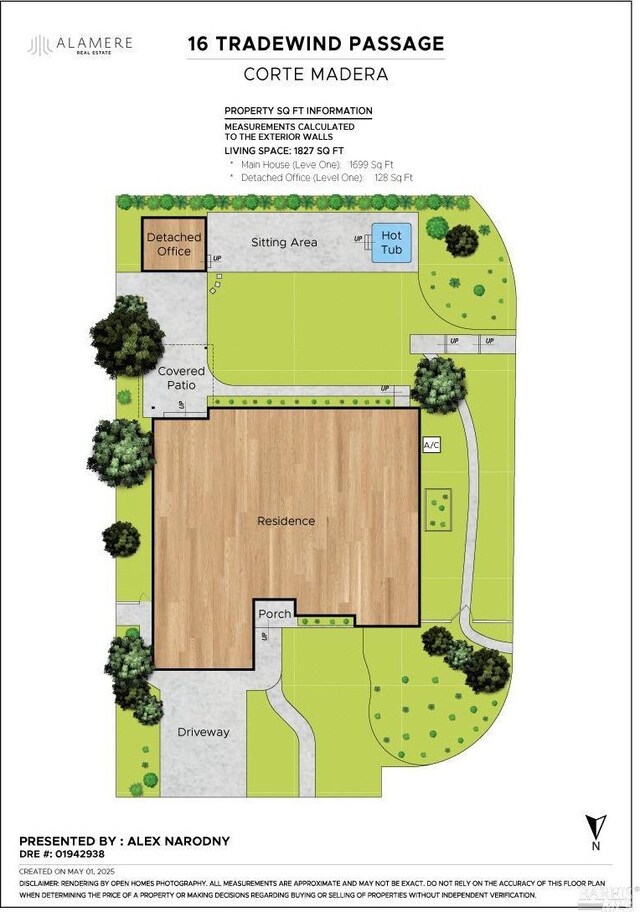 16 Tradewind Psge, Corte Madera, CA 94925 - map / location featuring property boundaries highlighted