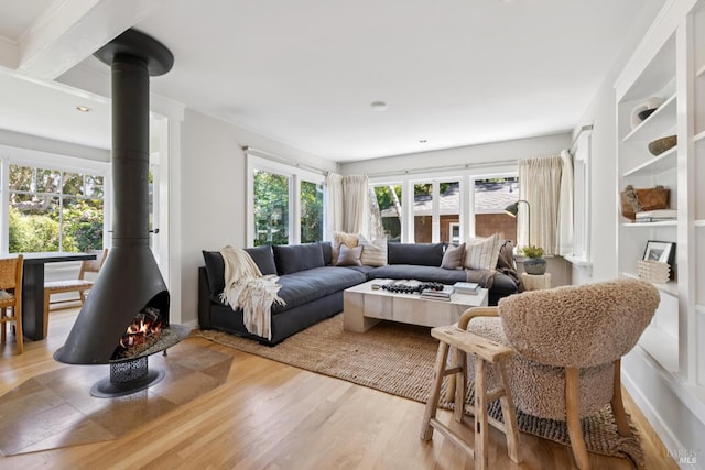 304 Laurel Way, Mill Valley, CA 94941 - living room featuring a wood stove, wood finished floors, and recessed lighting