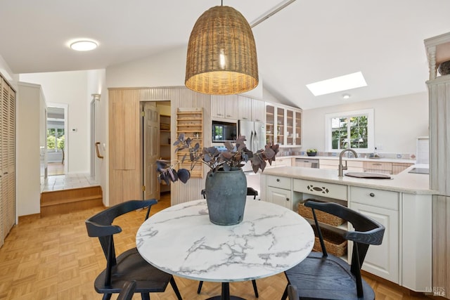 304 Laurel Way, Mill Valley, CA 94941 - dining area with a skylight and vaulted ceiling