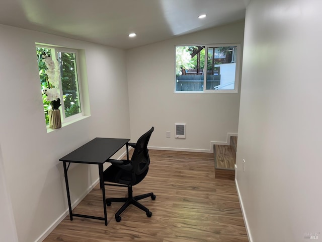 1529 San Anselmo Ave Unit A B, San Anselmo, CA 94960 - home office featuring healthy amount of natural light, wood finished floors, baseboards, recessed lighting, and heating unit