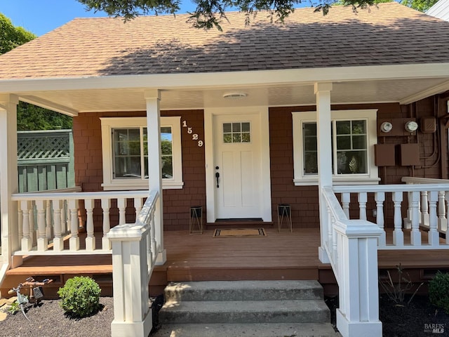 1529 San Anselmo Ave Unit A B, San Anselmo, CA 94960 - doorway to property with covered porch and roof with shingles