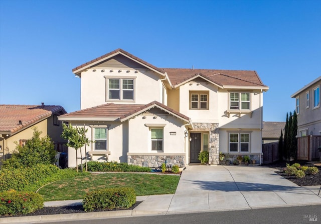 5340 Discovery Way, Fairfield, CA 94533 - view of front of house featuring a tiled roof, stone siding, and stucco siding