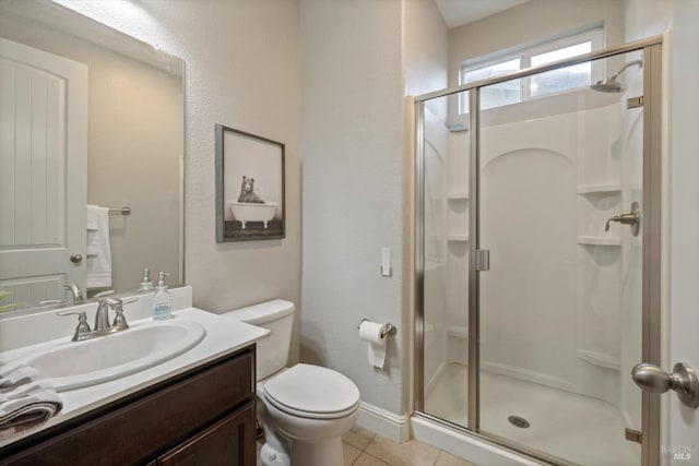 5340 Discovery Way, Fairfield, CA 94533 - bathroom with a shower stall, toilet, vanity, tile patterned floors, and baseboards