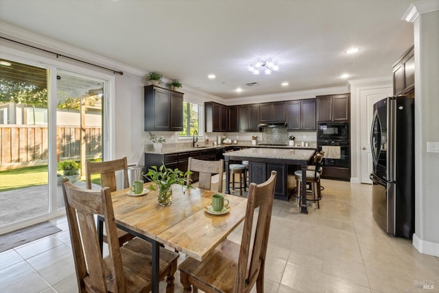 5340 Discovery Way, Fairfield, CA 94533 - dining area with crown molding, light tile patterned floors, and recessed lighting