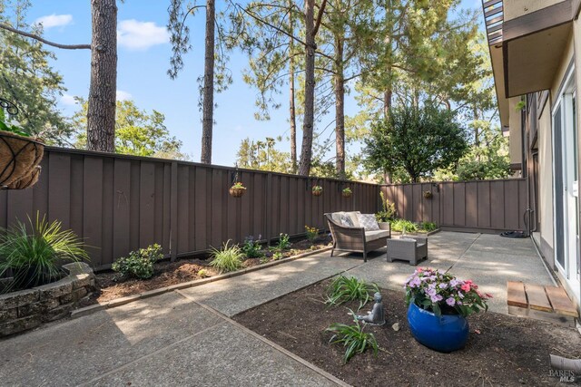 81 Forest Ln, San Rafael, CA 94903 - fenced backyard with a patio and an outdoor hangout area